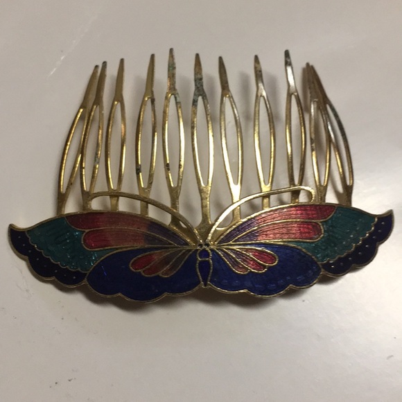 Women’s Beautiful Vintage Cloisanne Hair Comb - Picture 2 of 6